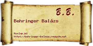 Behringer Balázs névjegykártya